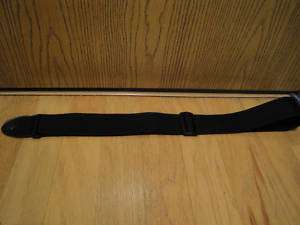BLACK NYLON ADJUSTABLE GUITAR STRAP WITH LEATHER ENDS  
