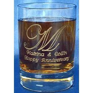  Edwardian monogram rocks glass