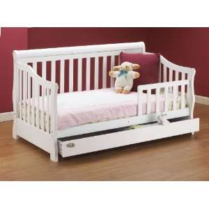   Solid Wood Toddler Bed with Storage Drawer   White