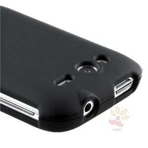  For HTC Wildfire S Snap on Hard Rubber Case , Black Cell 