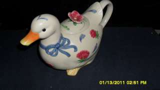 Lenox Poppies On Blue Duck Tea Pot  