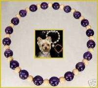 Amethyst Goldfill Bead Necklace Collar Pet Dog Jewelry  