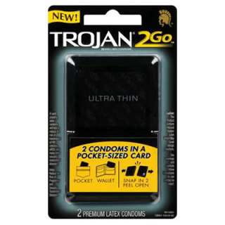Trojan 2 Go Ultra Thin Condoms   2 Pack  