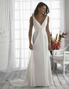 New Hot 2012 white/ivory Beach Chiffon Wedding Bridal Prom Evening 