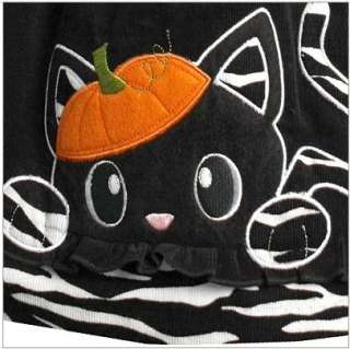 ADORABLE black Pumpkin Cat jumper dress and bodysuit 2pc Halloween 