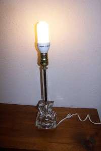 ANTIQUE GLASS & BRASS Cylinder LAMP Etched VINTAGE  