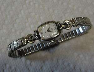 Vintage Lady Hamilton Wristwatch 14K gold Biggs with 6 diamonds  