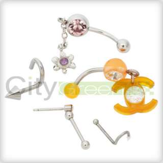 Professional Stainless Steel Body Piercing Tools Kit 7pcs With Jewelry 