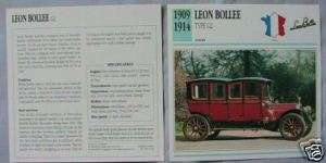 Leon Bollee Type G2 Collectors Classic Cars Card  
