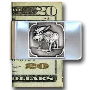 MOOSE MONEY CLIP Stainless Steel with Pewter Emblem  