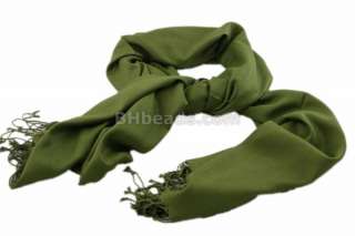 Olive Green Pashmina Style Scarf Shawl Wrap  