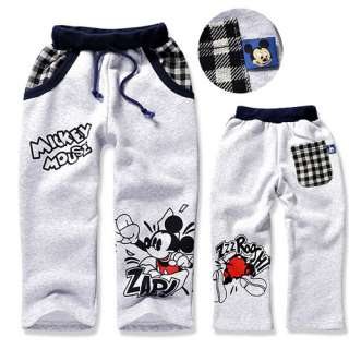 NWT Boys Gray Disney Mickey Mouse Fleece Pants 2 9Yrs  