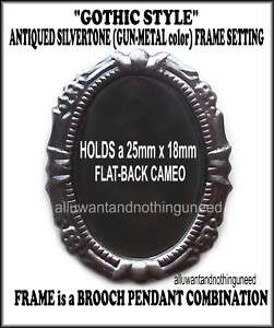 GOTHIC ANT SILVERTONE 25mm x 18mm CAMEO FRAME SETTING  