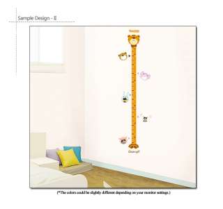 ANIMAL GROWTH CHART KIDS WALL STICKER REMOVABLE DECALS  