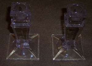 Nice square column shaped candle stick holders (pair)  