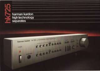 Harman/Kardon HK725 Preamp Original Brochure 1981  