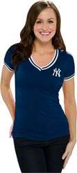 New York Yankees Womens Majestic V Neck Batter Up T Shirt 