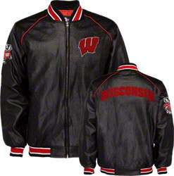 Wisconsin Badgers Faux Leather Varsity Jacket 