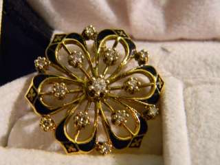 diamond pin, 14K yellow gold, floral, 40 points  