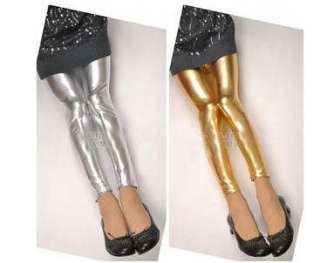 New PVC Faux Leather Bright Legging Pant LL07 Silver  