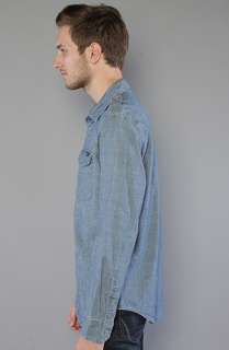 RVCA The Burnout Longsleeve Buttondown in Faded Blue  Karmaloop 