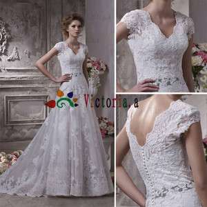 Custom White/ivory Applique Wedding Dresses/Gowns Size6 8 10 12 14 16 