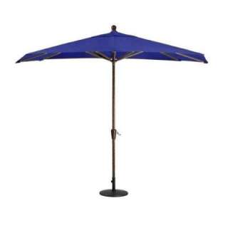 10 ft. Blue Sunbrella Canopy Bronze Pole Hexagon Umbrella DISCONTINUED