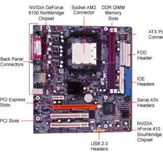 ECS C51GM M Motherboard   NVIDIA, Socket AM2, MicroATX, Audio, Video 