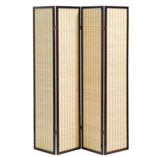 70.5 in. H x 69.75 in. W Cherry Wood and Bamboo 4 Panel Room Divider