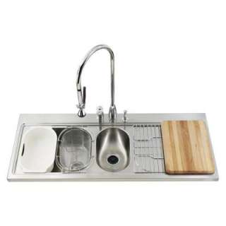   in. x 60 in. x 10.25 in.Double Bowl Kitchen Sink with Drainboard
