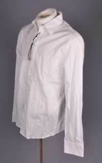 NWT GF FERRE Mens White Embroidered Dress Shirt M  