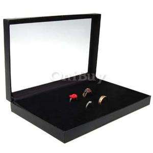 Black Jewelry Rings Storage Showcase Box Display Case Organizer 36 
