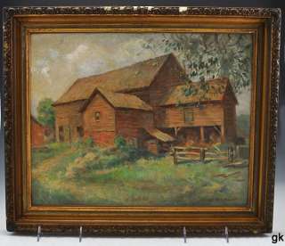   George Hausmann Country Barn Oil on Artist Board Framed  