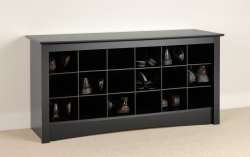 PrePac Black Shoe Storage Cubbie Bench  