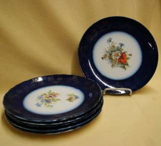 Antique TRENT Woods & Sons Semi Porcelain Blue Plates  
