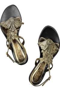 ALEXANDER MCQUEEN Metallic Leaf Thong Flat Sandal Shoe 36.5 NIB  