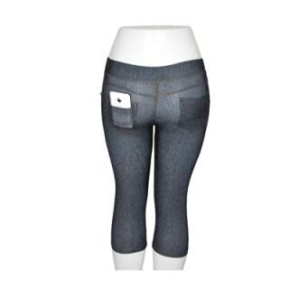 Blue Denim Skinny Jeans Style Short Leggings W/Pockets  