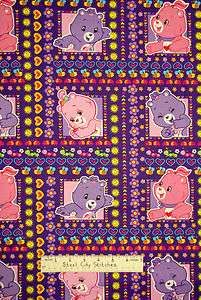 Care Bears Happy Day Heart Daisy Purple Fabric BTY  