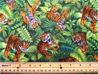 New African Jungle Animal Tiger Big Wild Cat Fabric BTY  