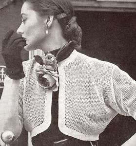 Vintage Crochet PATTERN Fishnet Bolero Shortie Jacket  