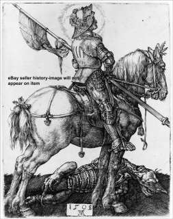 1508 LARGE POSTER KNIGHT ON HORSE SLAIN DRAGON Dürer  