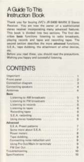 JVC JR S400 MKII Stereo Receiver Original Owners Manual  