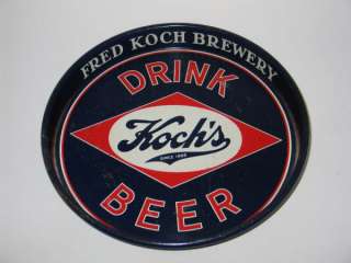  1940s KOCHS BEER ADVERTISING TRAY OLD SIGN DUNKIRK NY BREWERY TIN BAR