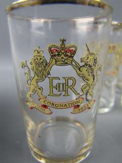 Set of 6 1953 Queen Elizabeth CORONATION Glasses Liquor  