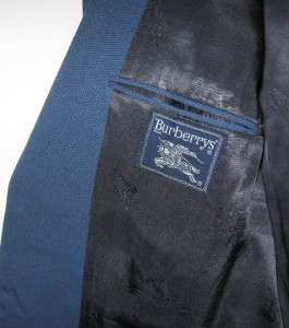 Burberrys Vintage Sport Coat Jacket Blazer Blue Wool Horse Buttons Men 