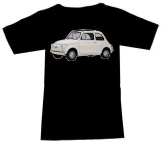 Shirt mit Oldtimer Motiv Fiat 500 weiss  