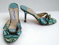 Jimmy Choo Heel. Women Shoes. Blue/Green/White Print. 7US / 37.5EU / 5 