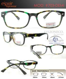   703 Light weight FLEX Eyeglass Durable DEMI Havana Tort Frame  