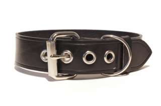 REAL Leather wide Personalized with Name Dog Collar BLACK Pitbull/Bull 