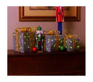 Bethlehem Lights Battery Operated Set of 3 Presents Packages with 